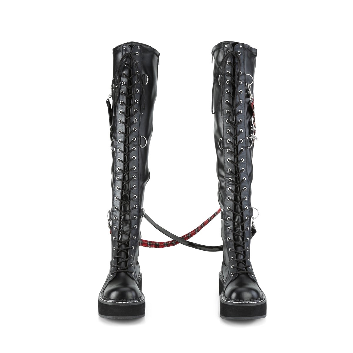 Botas Encima Rodilla Demonia Emily-377 Str Vegan Cuero Mujer Negros | MX-0-VIP