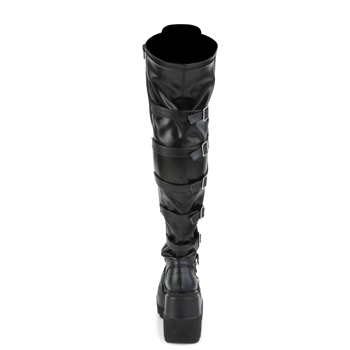 Botas Encima Rodilla Demonia Shaker-350 Vegan Cuero-Stretch Mujer Negros | MX-3-VKX