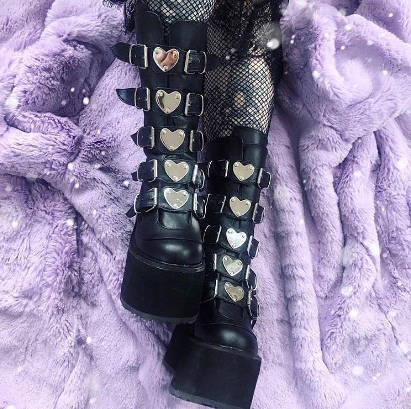 Botas Hasta La Rodilla Demonia Swing-230 Vegan Cuero Mujer Negros | MX-4-JMH