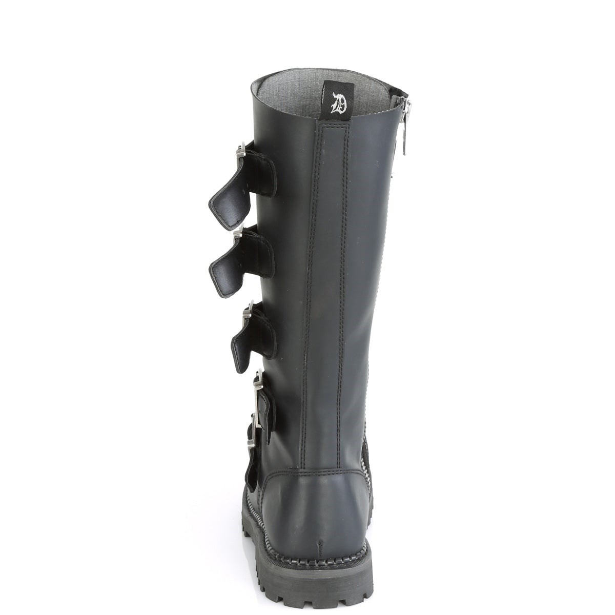 Botas de combate Demonia Riot-18BK Vegan Cuero Mujer Negros | MX-7-QHT