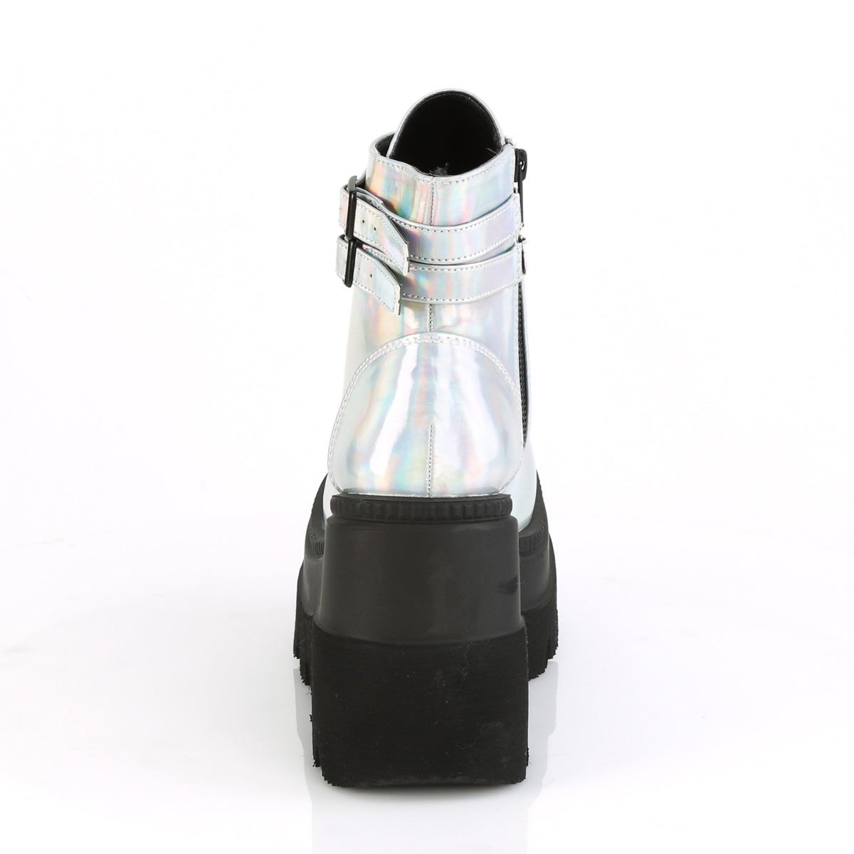 Botines Demonia Shaker-52 Hologram Mujer Plateados | MX-8-COB