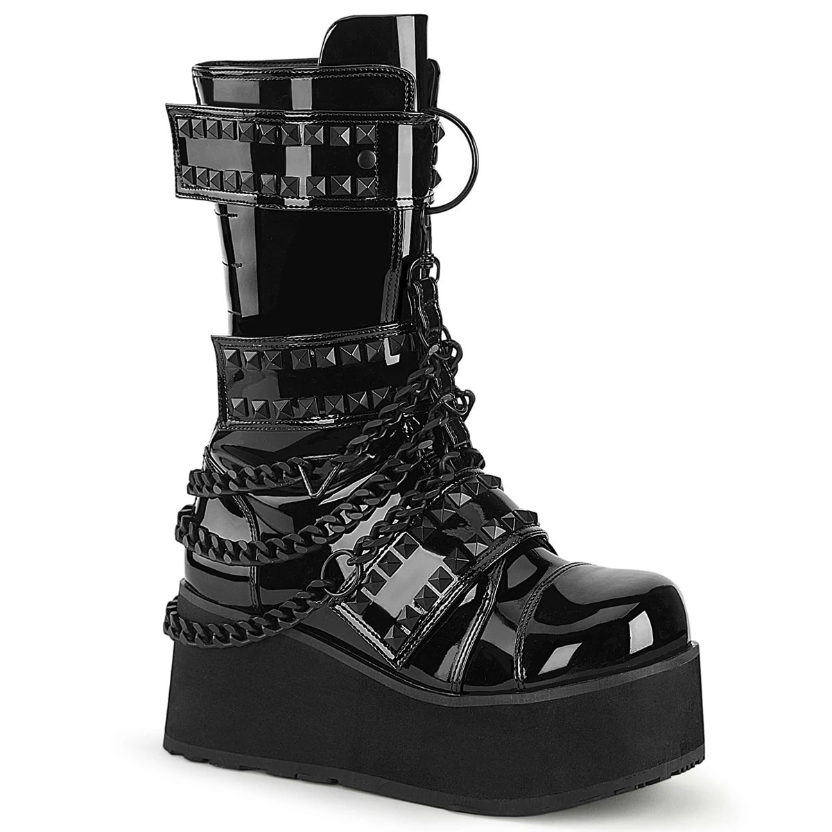 Botines Demonia Trashville-138 Charol Mujer Negros | MX-9-GSK