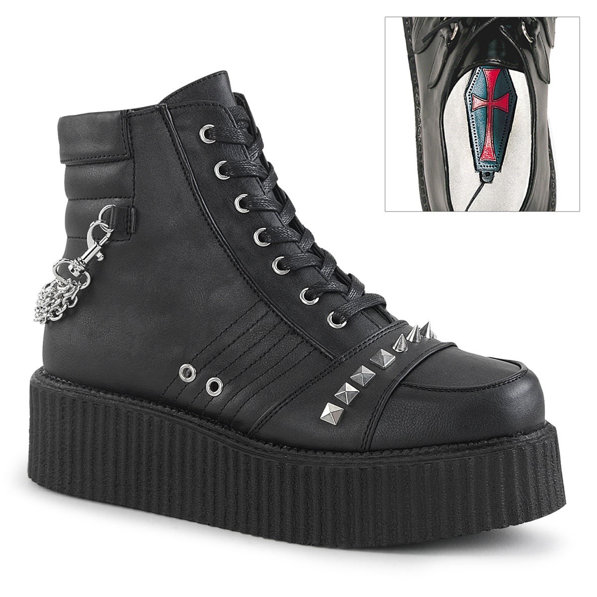Zapatos Creepers Demonia V-CREEPER-565 Vegan Cuero Hombre Negros | MX-0-PZU