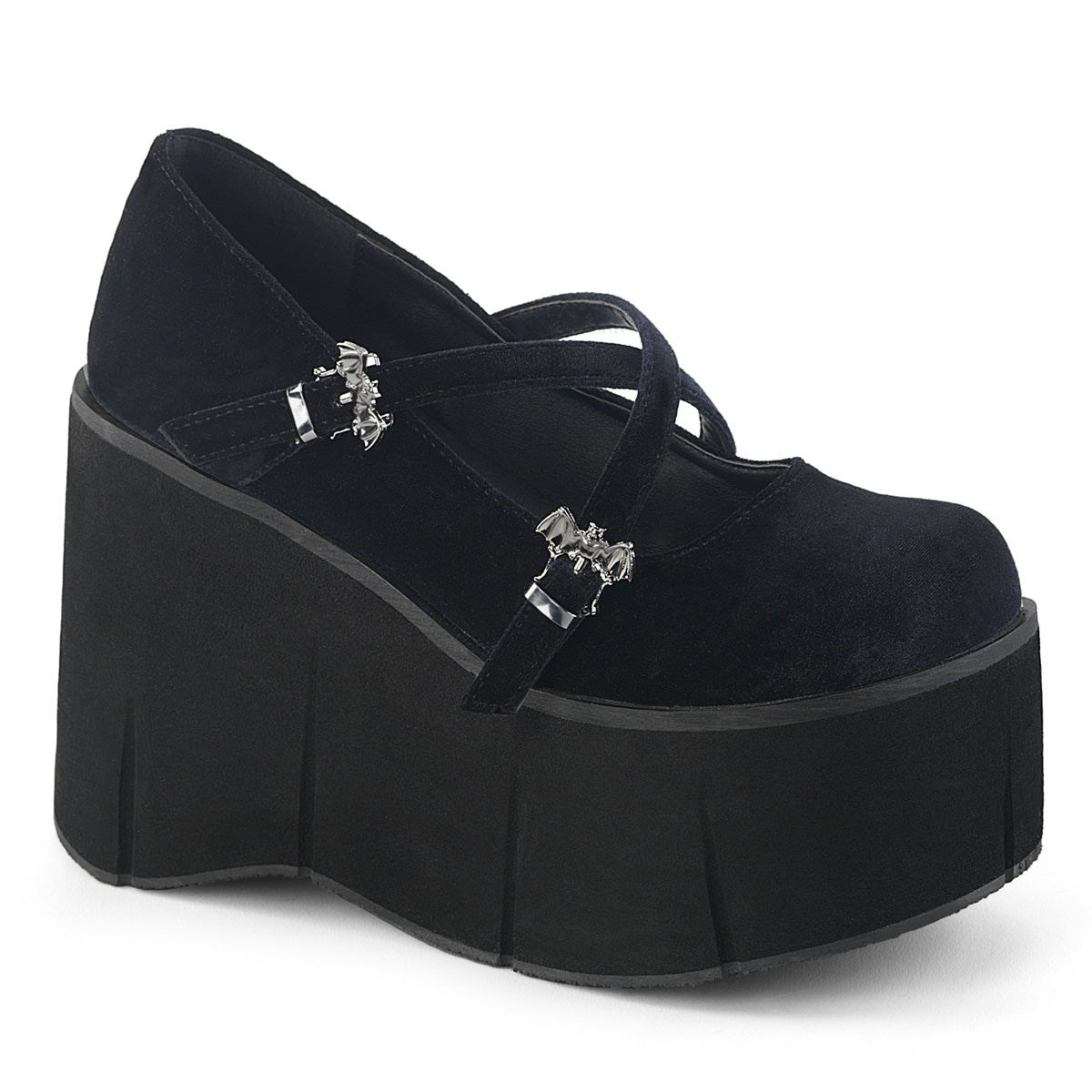 Zapatos Mary Jane Demonia Kera-10 Velvet Mujer Negros | MX-9-EPD