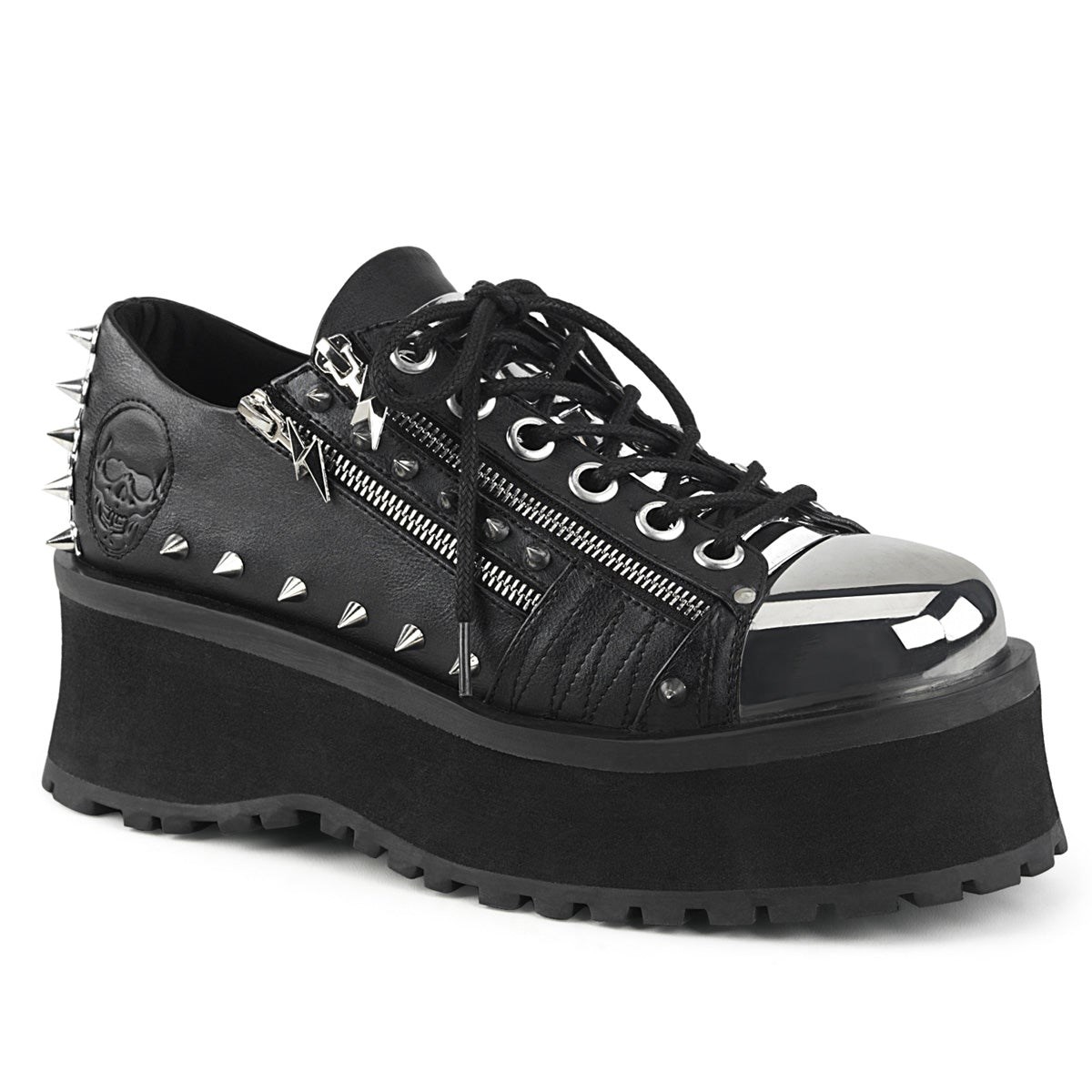Zapatos Plataforma Demonia Gravedigger-04 Vegan Cuero Mujer Negros | MX-4-LRT